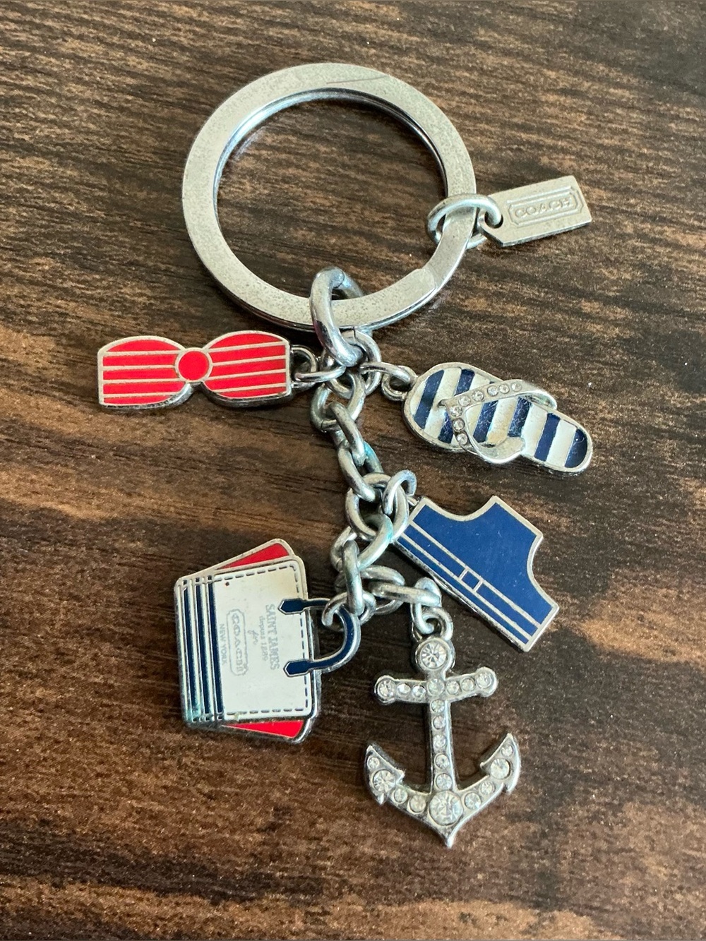 a Rare HTF vintage Coach St. James nautical charm keychain Keyring Key Fob